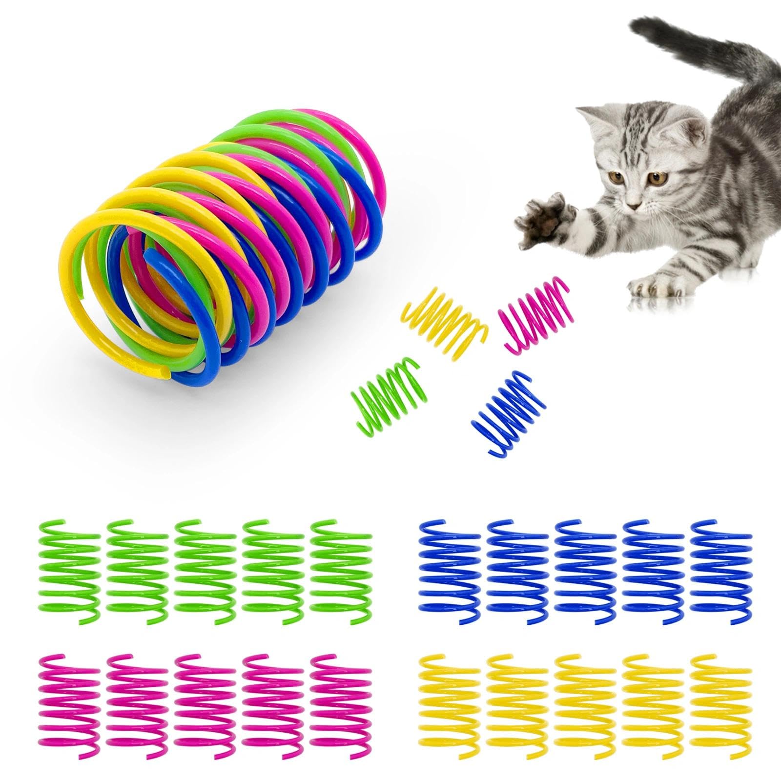 Astrumdex Katzenspielzeug 20 Stück - Buntes kreatives Kunststoff Spiralfedern Spirale, Spielzeuge Spiralfedern Neuheit, 4 Farben für Katzen, Cat Toy