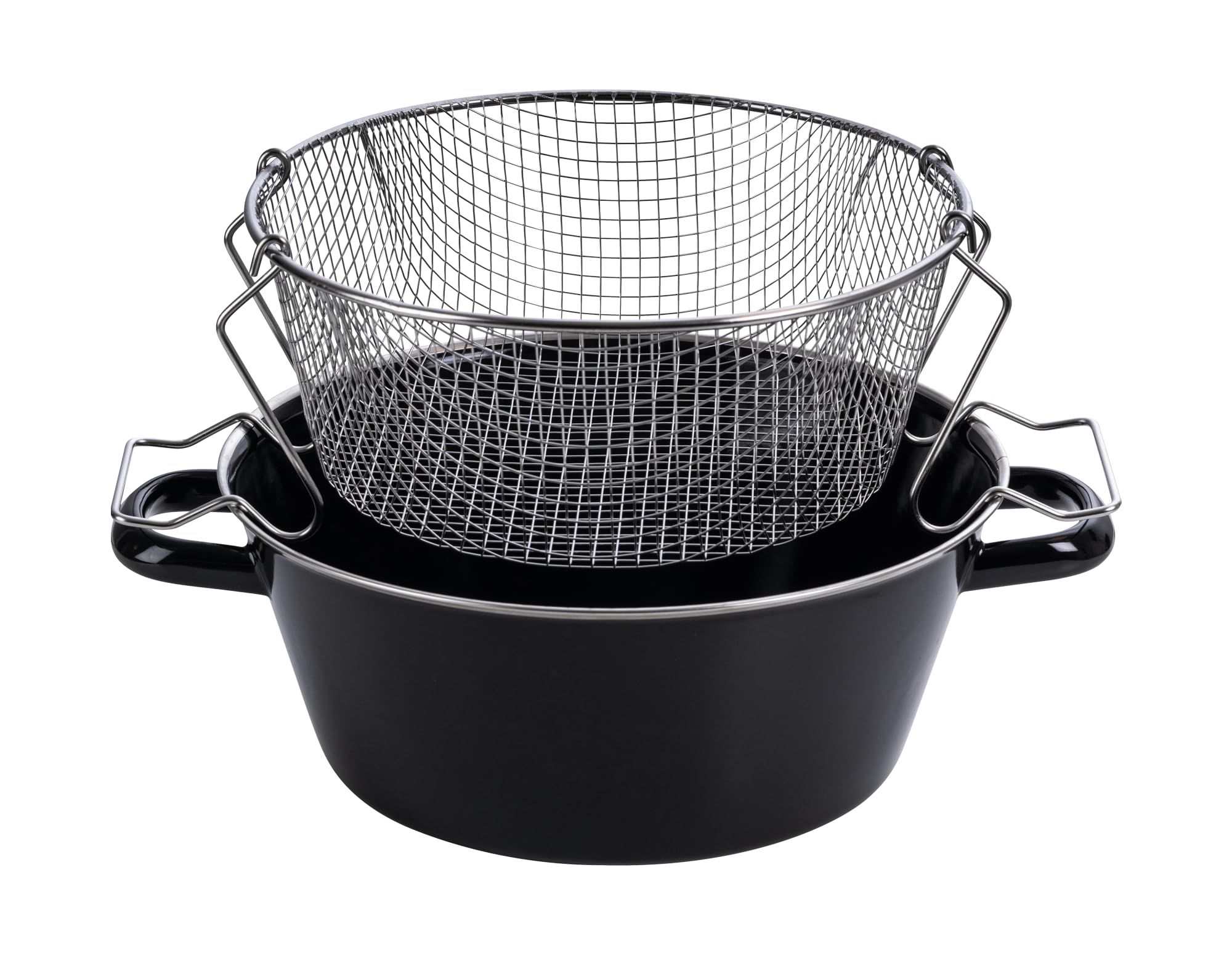 Riess patelnia do frytek z wkładką 20 cm emaliowana czarna indukcyjna