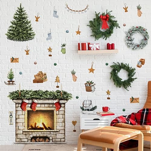 Miniatura 3 de Calcomanías de pared de Navidad de 38.58 x 37 pulgadas, calcomanías de pared extraíbles para ventana de Navidad, decoración para Navidad,