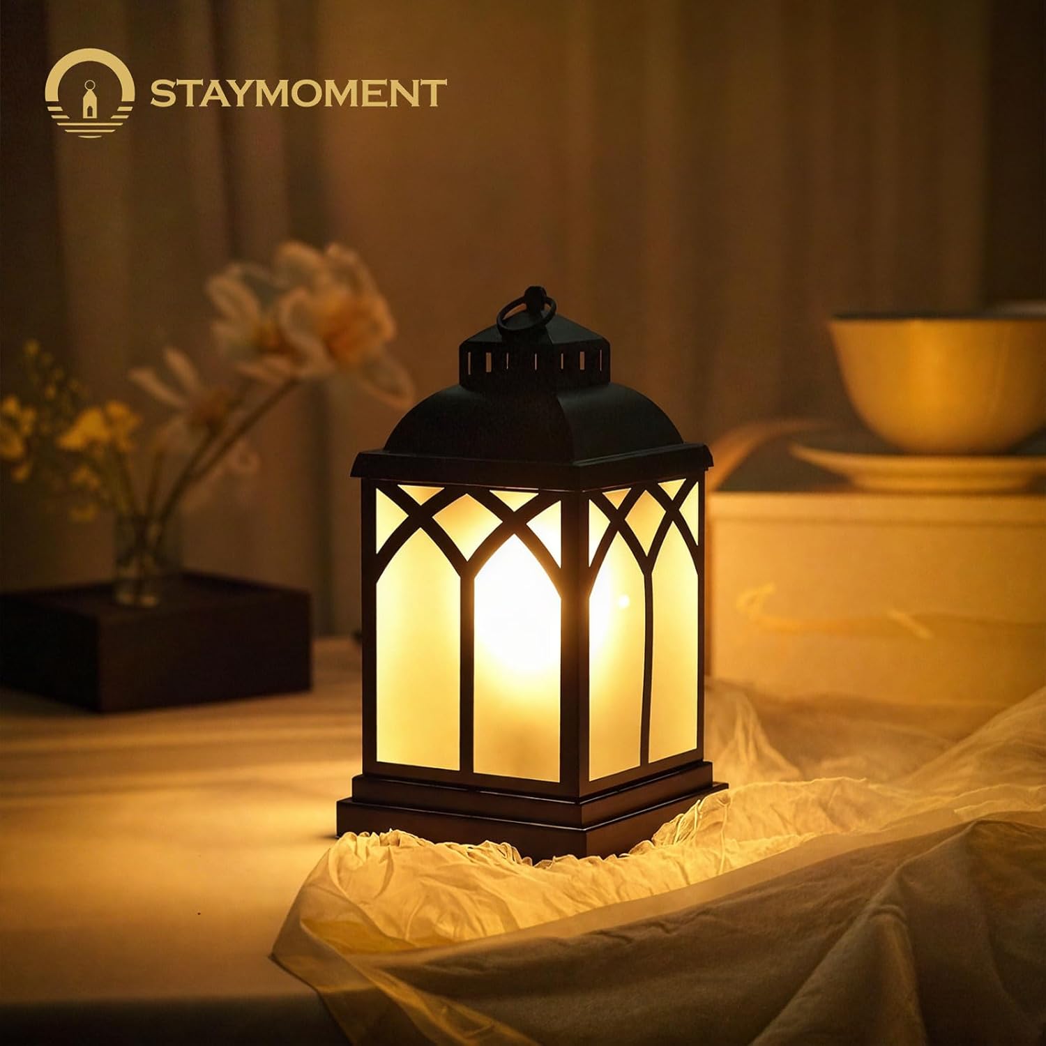 Wax Melt Warmer with Timer: Electric Lantern Candle Warmer for Scented Wax Black Tart Burner with Lid for Fireplace Kitchen Decor Modern