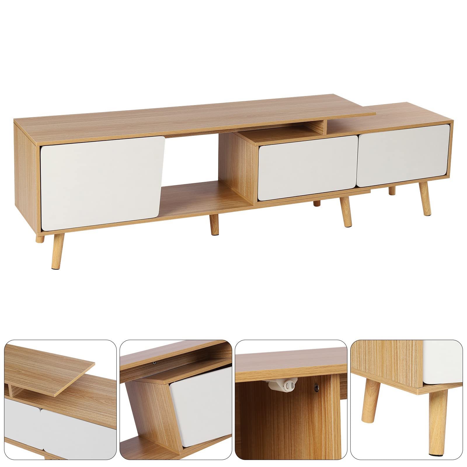 Amazon.com: Modern TV Stand 47 Inch TV Cabinet,Natural MDF