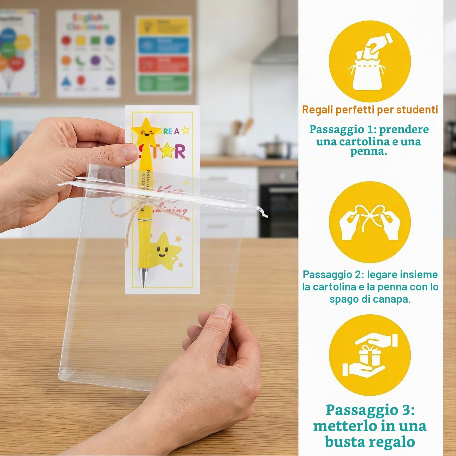 30 Confezioni di Regali di Fine Anno per Bambini, Regali di Fine Classe per 30 Bambini, Penne e Carte Motivazionali per Alunni e Sacchetti Regalo - Regalo di Classe dall'Insegnante agli Studenti, per