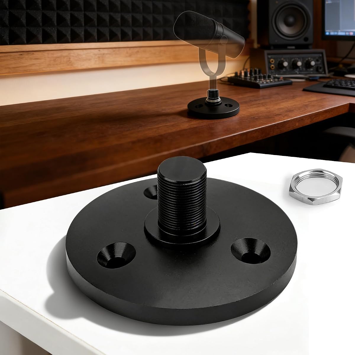 Soporte de micrófono de escritorio para Shure MV7i/MV7x | Soporte de escritorio seguro y que ahorra espacio para Shure MV7i y MV7x Podcast Mic, base de micrófono desmontable con tuerca de bloqueo