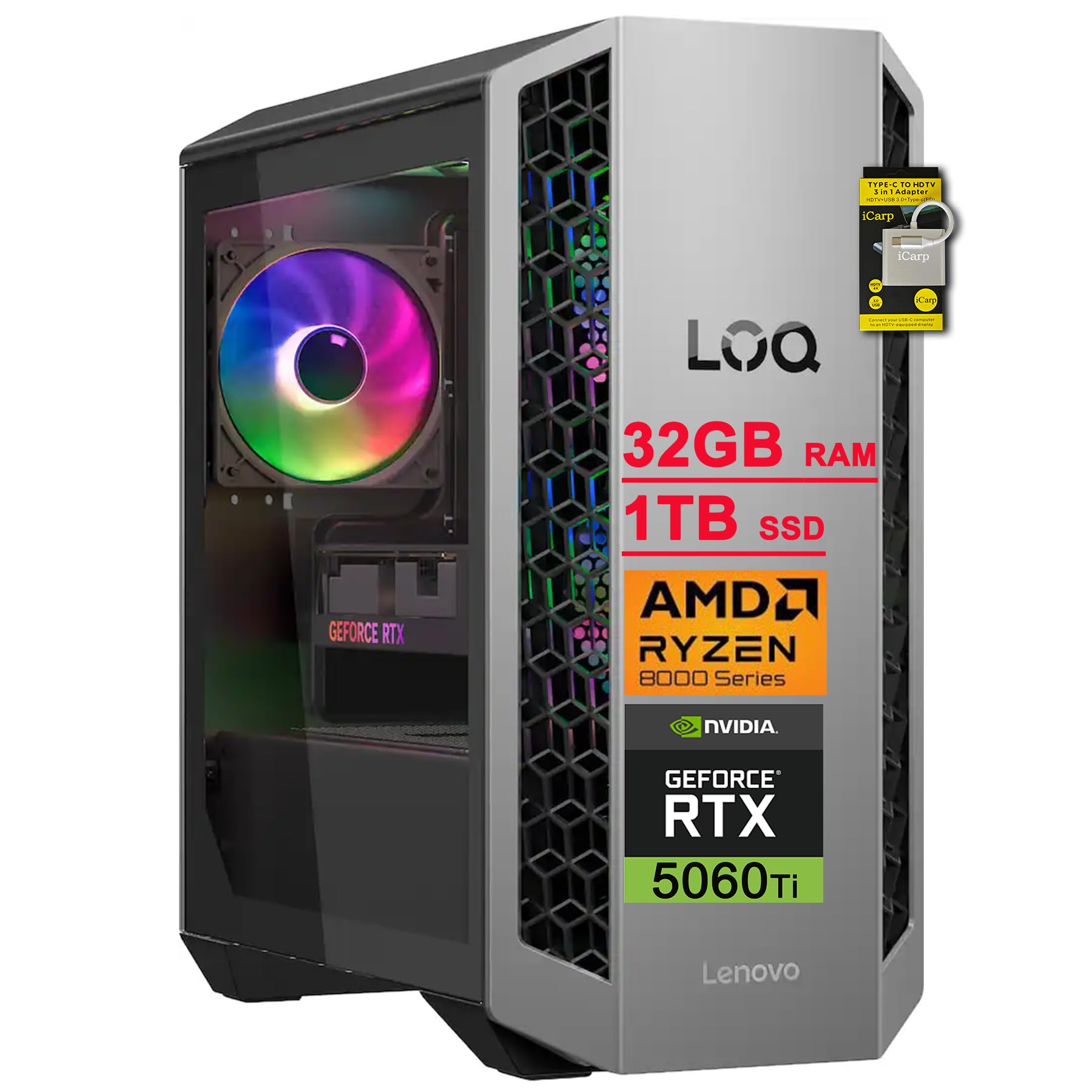 Amazon.com: Lenovo LOQ Gaming Tower Desktop AMD 8-core Ryzen 7