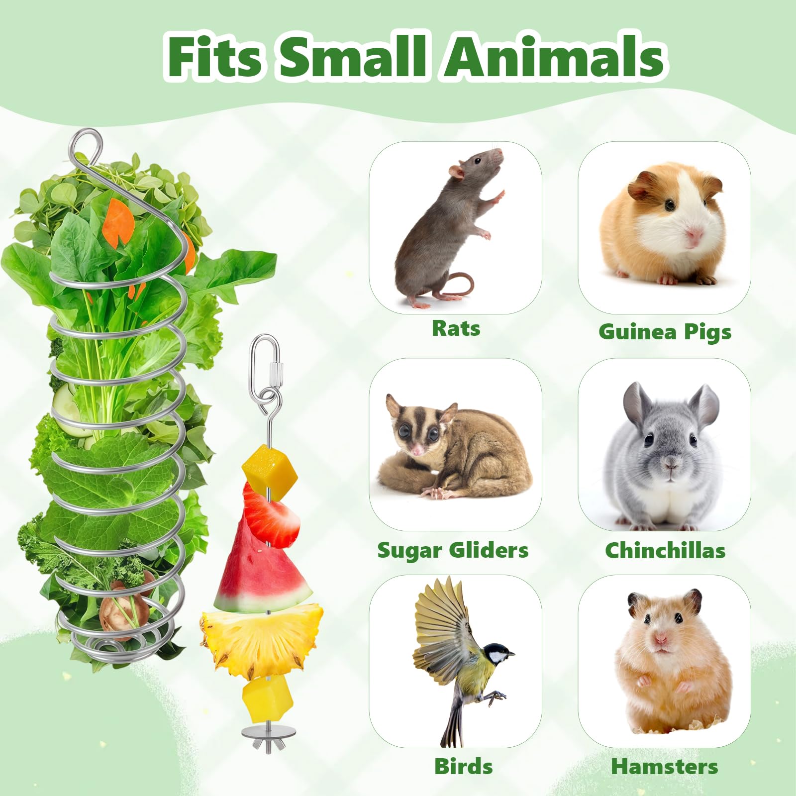 2Pcs Rat Enrichment Toys - Stainless Steel Rat Foraging Toy Treat Dispensing Slow Feeder Intelligence Enrichment Bird Fruit Vegetable Holder for Rats Cage,Parakeet Conure - image 2