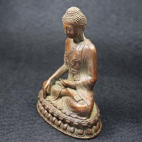 Miniatura 3 de NA - Estatua de Buda Shakyamuni de cobre antiguo, escultura de budismo hindú hecha a mano, figuras hindúes de Feng Shui, decoración para el hogar