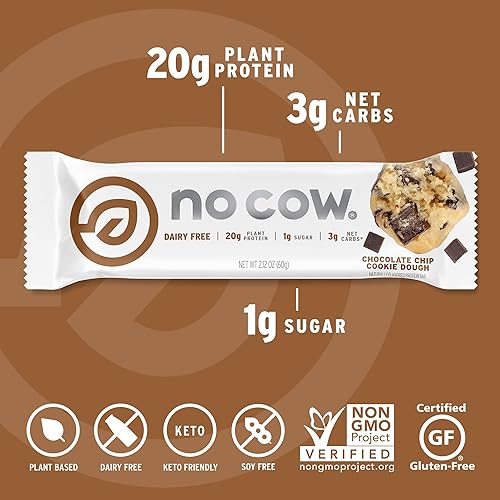 Miniatura 7 de No Cow Barras sumergidas con alto contenido de proteínas pastel de lima clave 071oz de proteína vegana a base de plantas aptas para ceto bajas en
