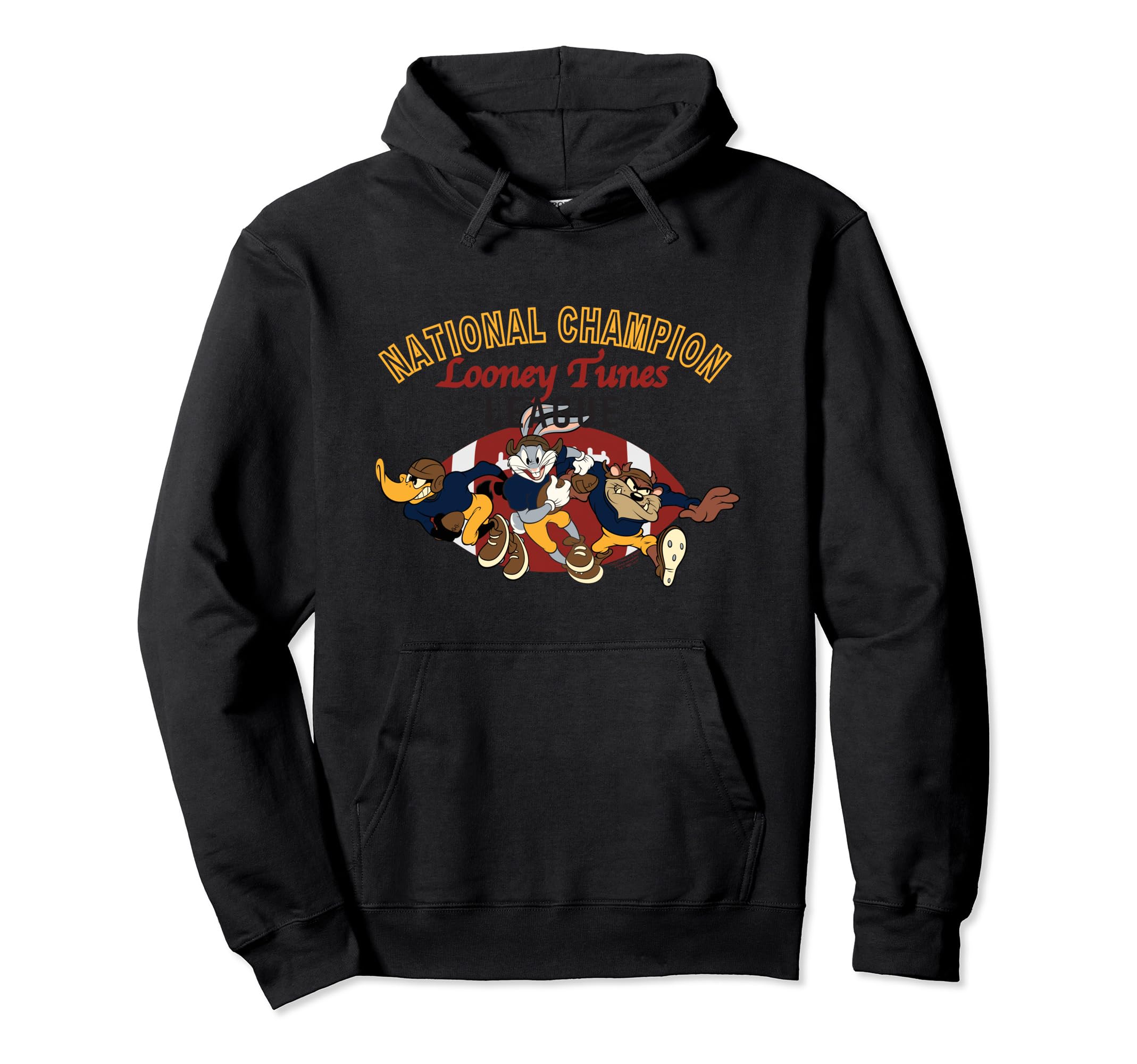 Looney Tunes American Football Pullover Hoodie, Black