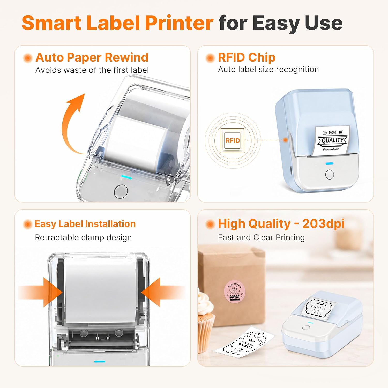 PM240 Label Maker Machine with Tape, Label Printer Light Blue