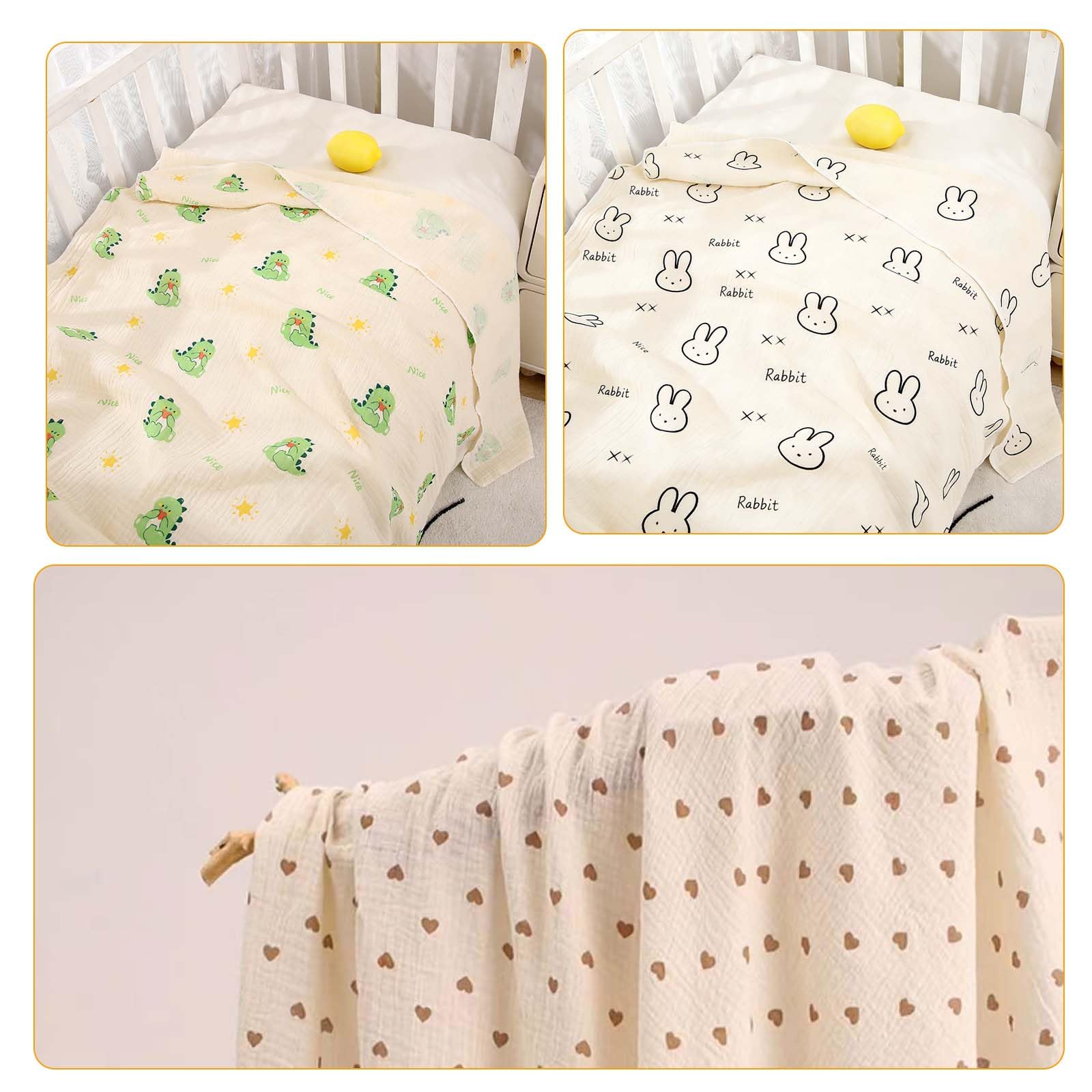 Rthynti 3 Pcs Muslin Cloths for Baby Heart Motif Cotton Baby Muslin Cloths 100×100 cm, Baby Blanket for Newborn New Baby Gifts for Moms - Image 4