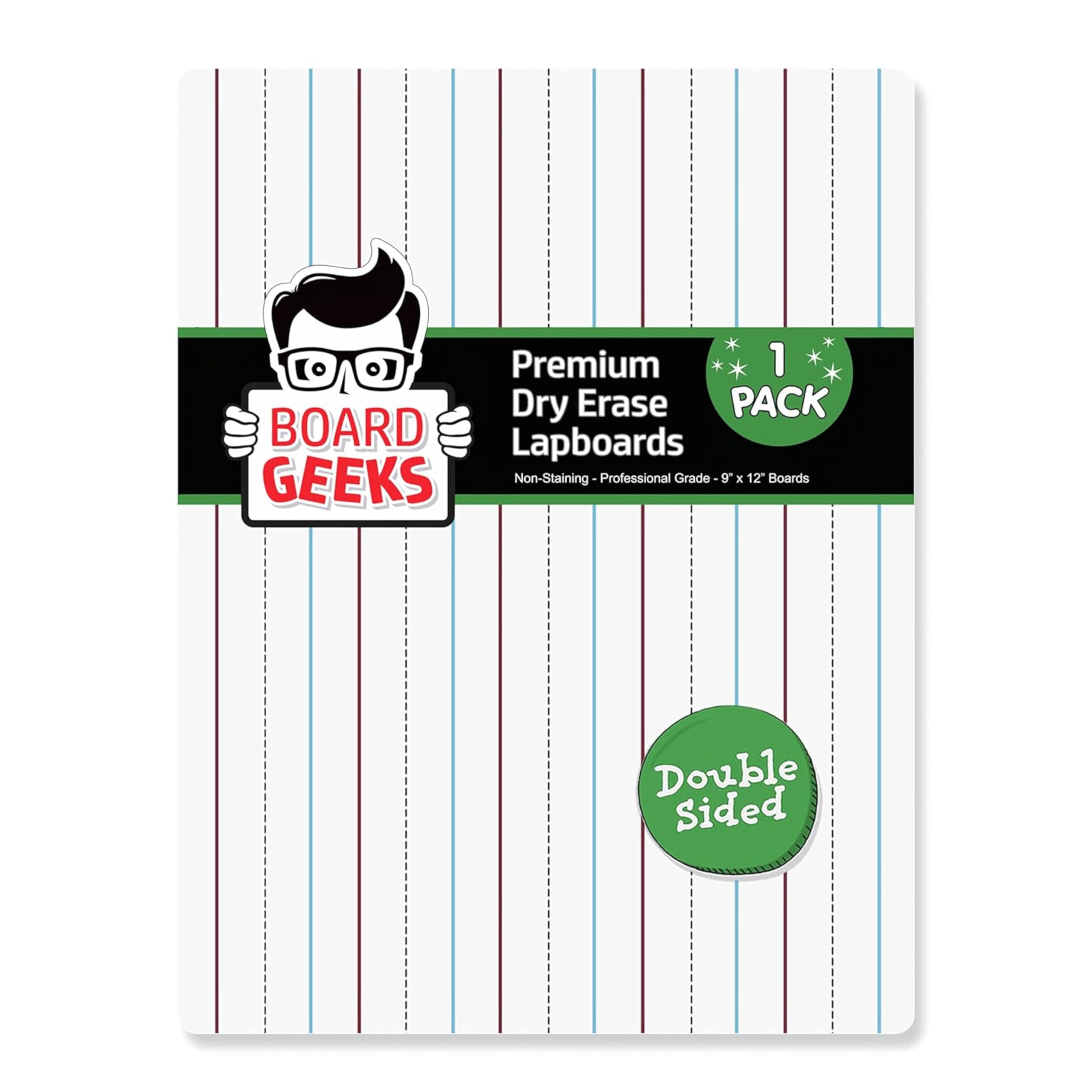 1 Small Dry Erase Board for Kids - White Board for Kids | Individual Dry Erase Board for Kids - Portable Kids Mini Whiteboard | Double Sided Small White Boards | Lined and Plain, 9"x12"