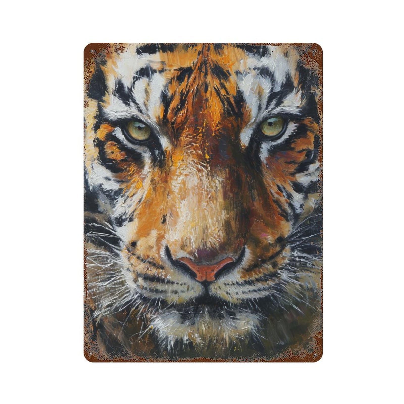 Garage Style Striped Gaze Rusty Metal Tin Sign 15.7"x11.8", Novelty Wall Decor for Bar And Workshop