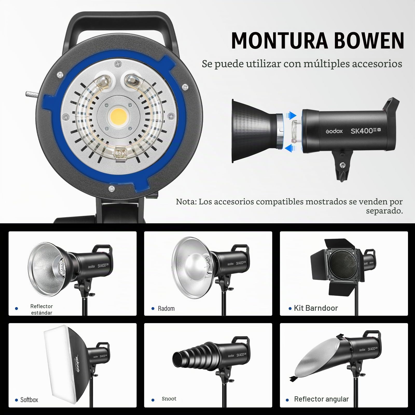 Godox 2Pack SK400IIIV 400Ws Kit Luz LED Vídeo 5700±200K Set Luz Continua con Trípode Softbox con Rejilla Reflector Estándar Bowens Mount para Estudio Grabación Vídeo Livestreaming Podcast (2 Unidades)