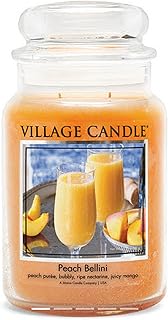 Village Candle Peach Bellini, Large Glass Apothecary Jar, Scented Candle 21.25 oz