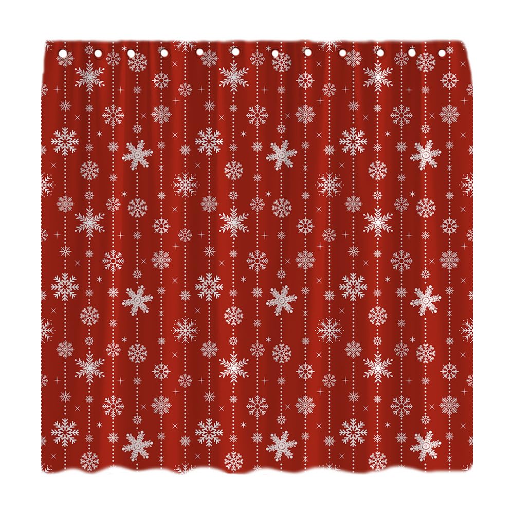 Weihnachts-Duschvorhang Mit Baum & Sternen – Rot-weißes Design Für Festliche Badezimmer-Deko