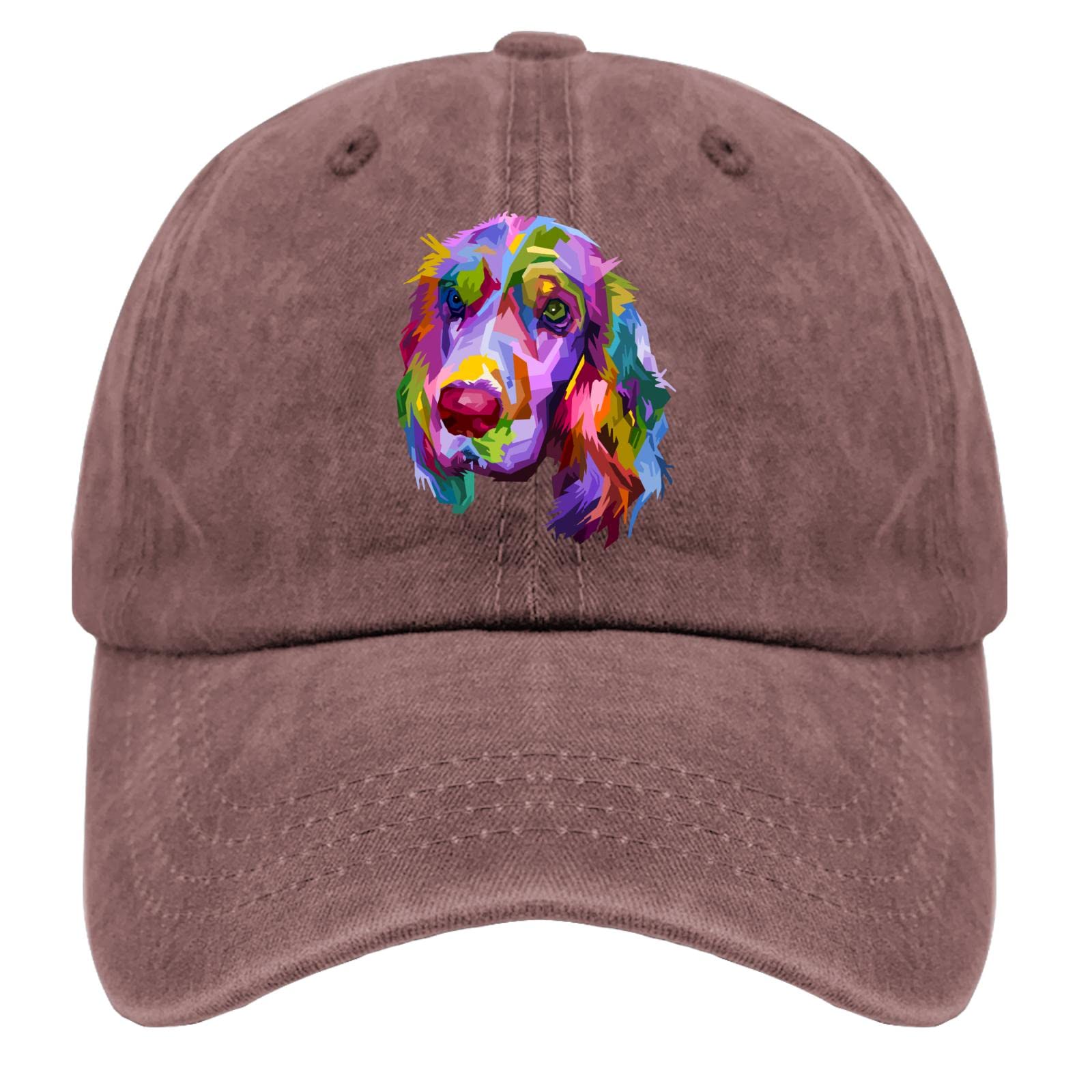 Tkpa Mol Unisex Wine Red Baseball Cap Cocker Spaniel Dog Trucker Cap For Teen Vintage Washed Denim Adjustable