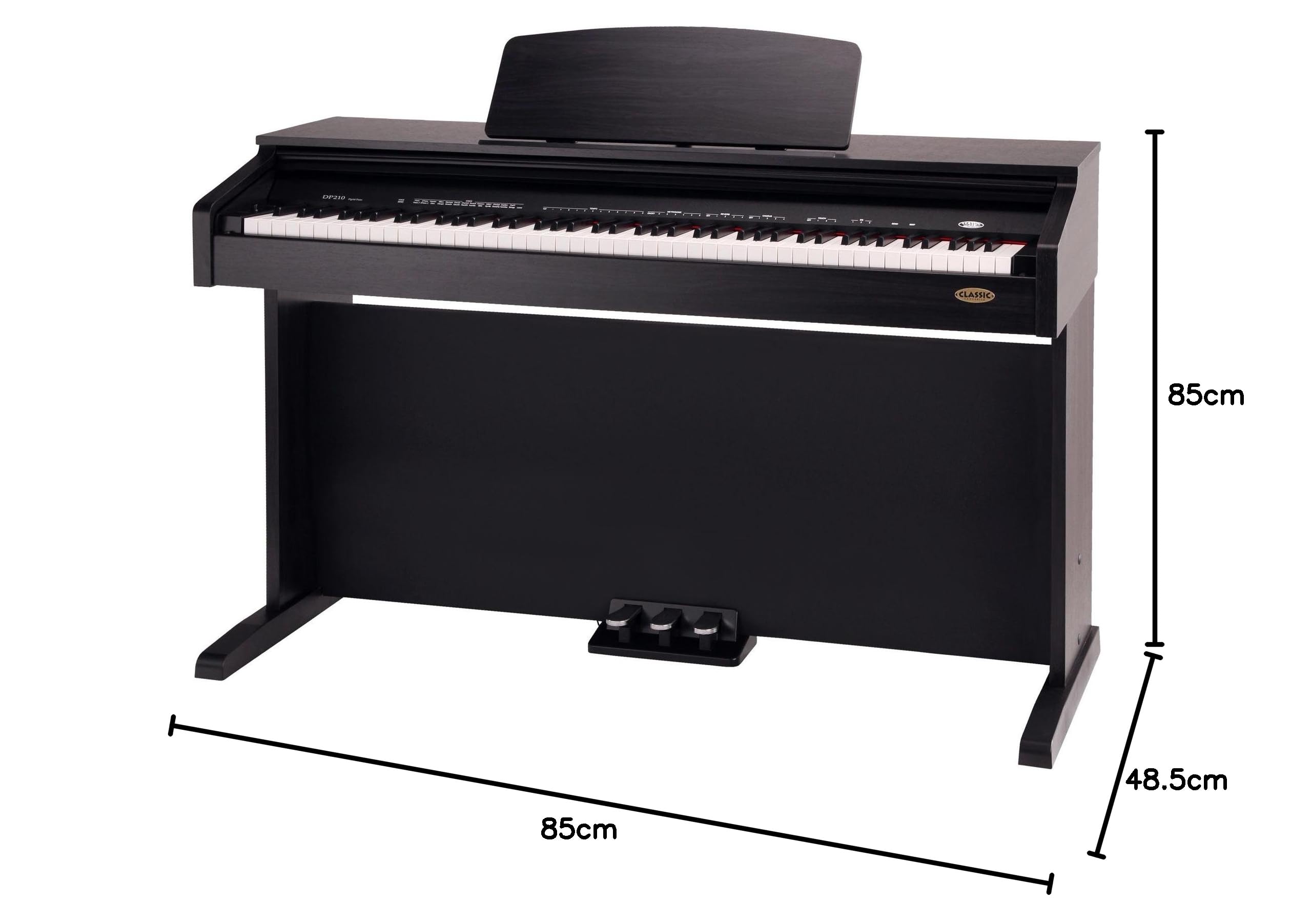 Classic Cantabile DP-210 RH E-Piano Palissandro, Polifonia a 64 voci | Tastiera HA-88-S500 con 88 tasti a meccanica a martelletti, Soft, Medio, Hard, 1 brano demo interno, 26 suoni WMA, 2 x cuffie