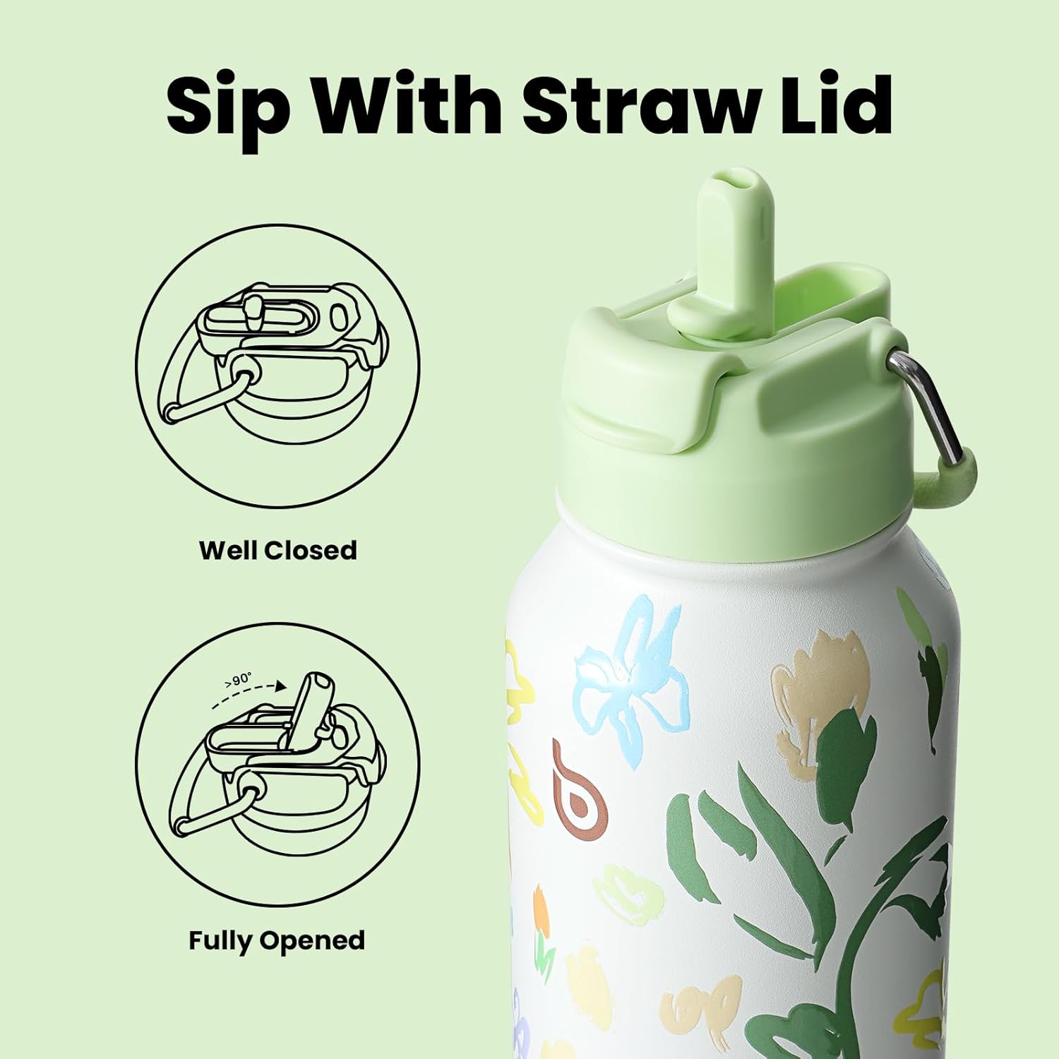 BOTTLE BOTTLE 32oz Insulated Water Bottle Stainless Steel Sport Water Bottle with Straw Dual-use Lid Design for Gym with Pill Box - Image 2