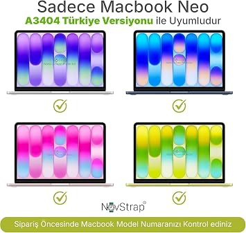 NovStrap MacBook Neo 13 inç A3404 (A18) ile Uyumlu Ekran Koruyucu Parlak Nano Film Ultra İnce HD