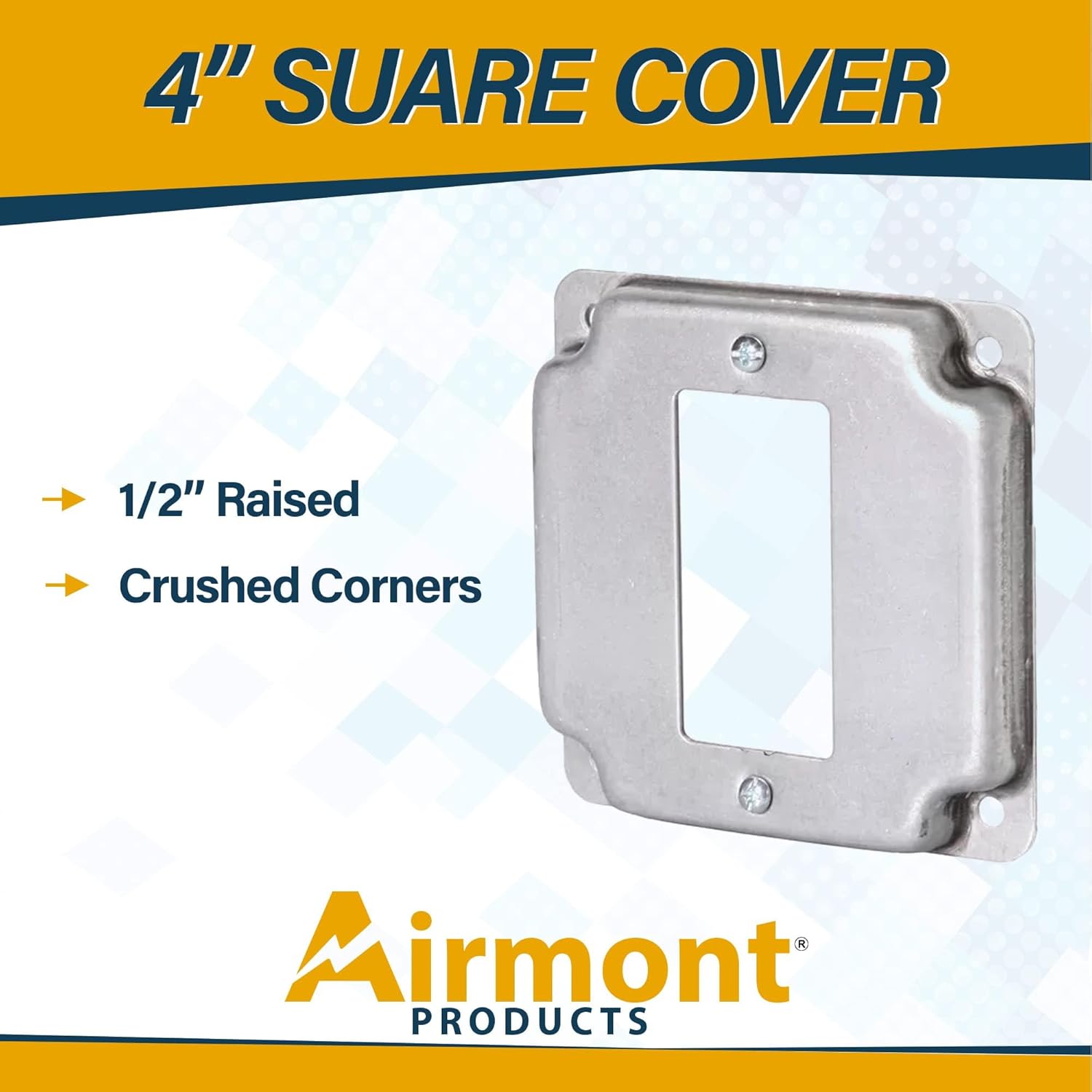 1-Gang Rocker Switch Electrical Box Cover - 4 Inch Square 1/2 Inch Raised Galvanized Steel Cover for Exposed Work - Surface Mount Junction Box Cover for Rocker Switches