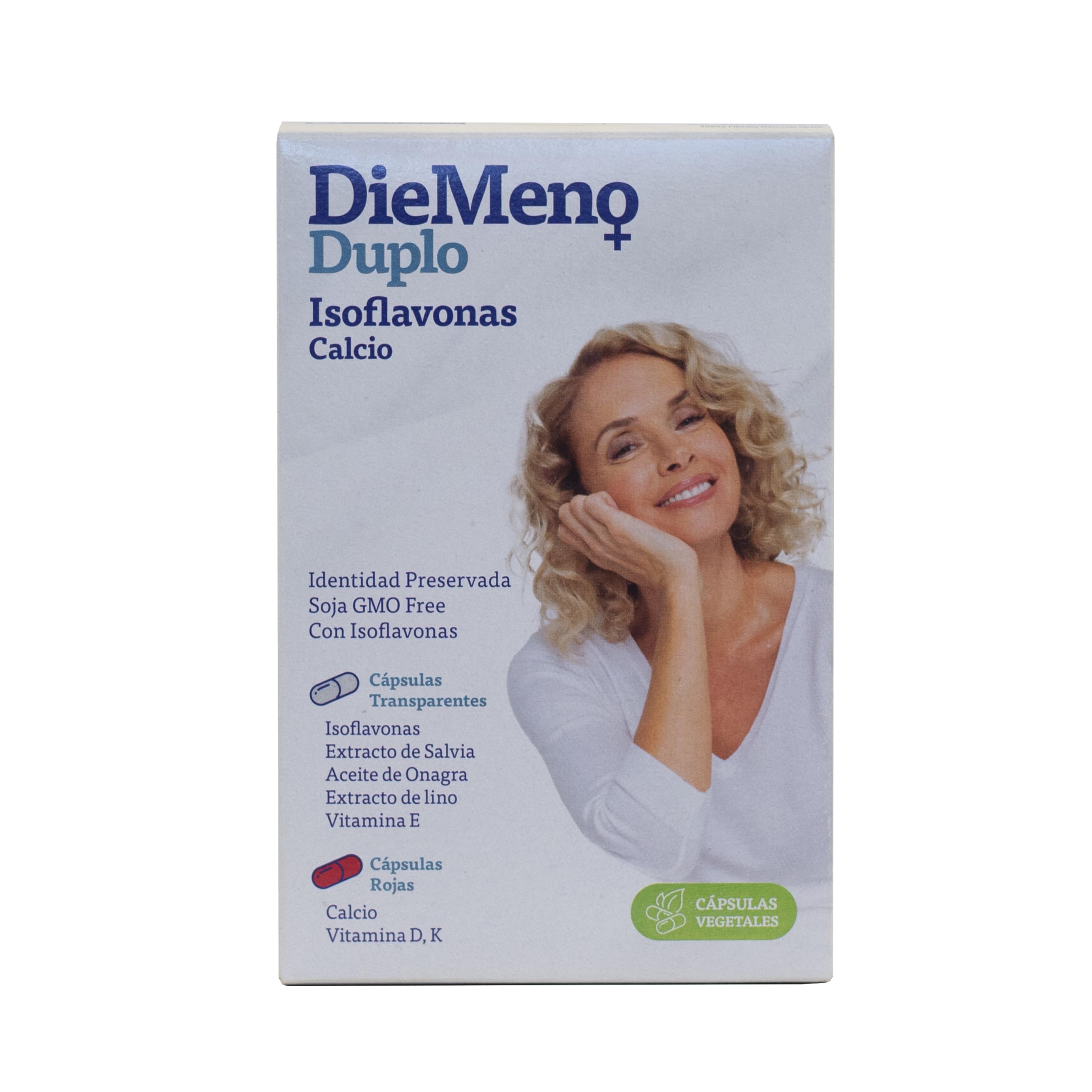 Duplo - Isoflavonas Calcio, Complemento Alimenticio, Cápsulas Entéricas ricas en isoflavonas con Calcio, Aliviar Síntomas de la Menopausia, 30+30 Cápsulas Día - Pack 6 Unidades de 60 Cápsulas