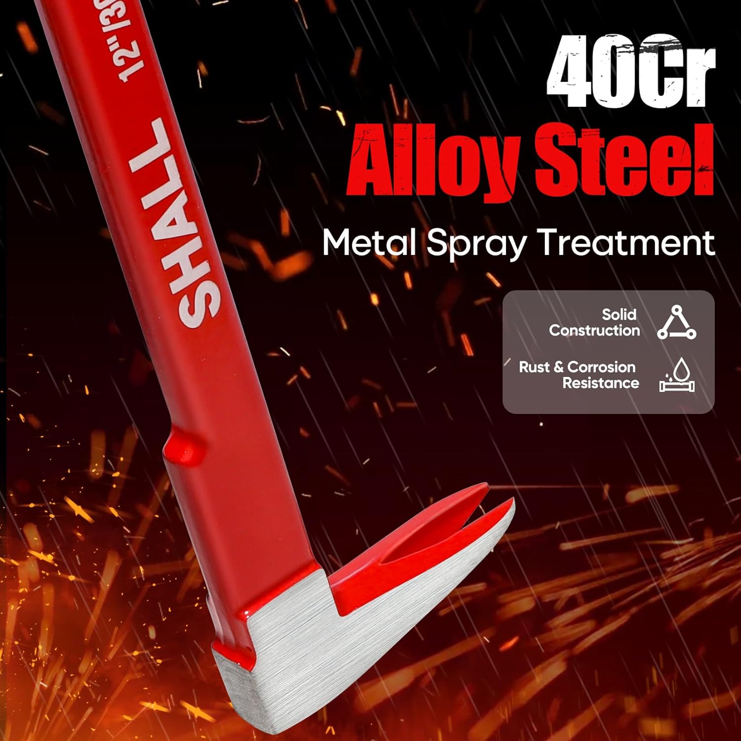 SHALL 3-Piece Nail Puller Tool Set, 12’’, 10’’, 8’’ - Heavy Duty & Mini Cats Paw Pry Bar, Utility Claw Bar, Wonder Bar, 40Cr Alloy Steel Crowbar Tool for Home Remolding & Woodworking