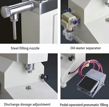 Pneumatic Filling Machine, Paste Liquid Filler Machine, Foot Pedal Bottle Filler, Quantitative Stainless Steel Subpackage Machine, for Emulsion Creams Shampoo Oil(10-100ml)