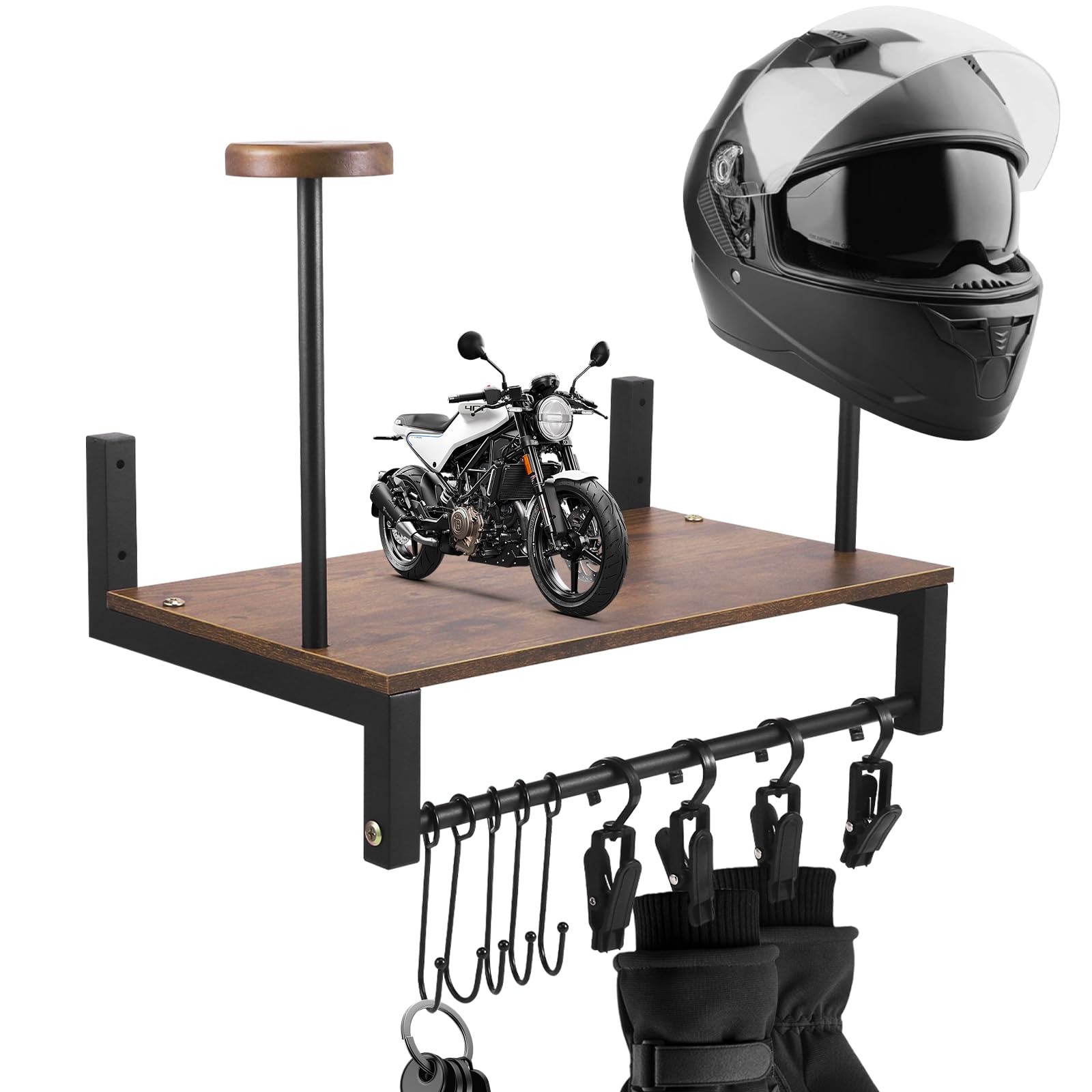 Appendi Casco Moto da Parete, Porta Casco da Parete Porta Cappelli con Assi di Legno, Supporti per Tattico Moto Calcio e Ciclismo