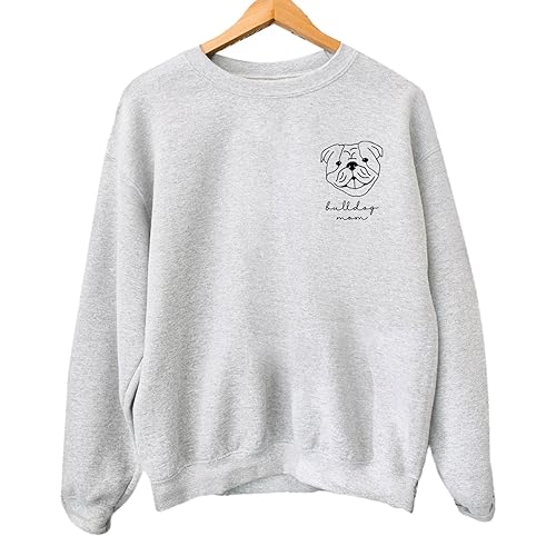 Miniatura 3 de English Bulldog Mama Women's Long Sleeve Crewneck Dog mom Sweatshirt English Bulldog Mama Print Graphic Shirts Pullover Tops