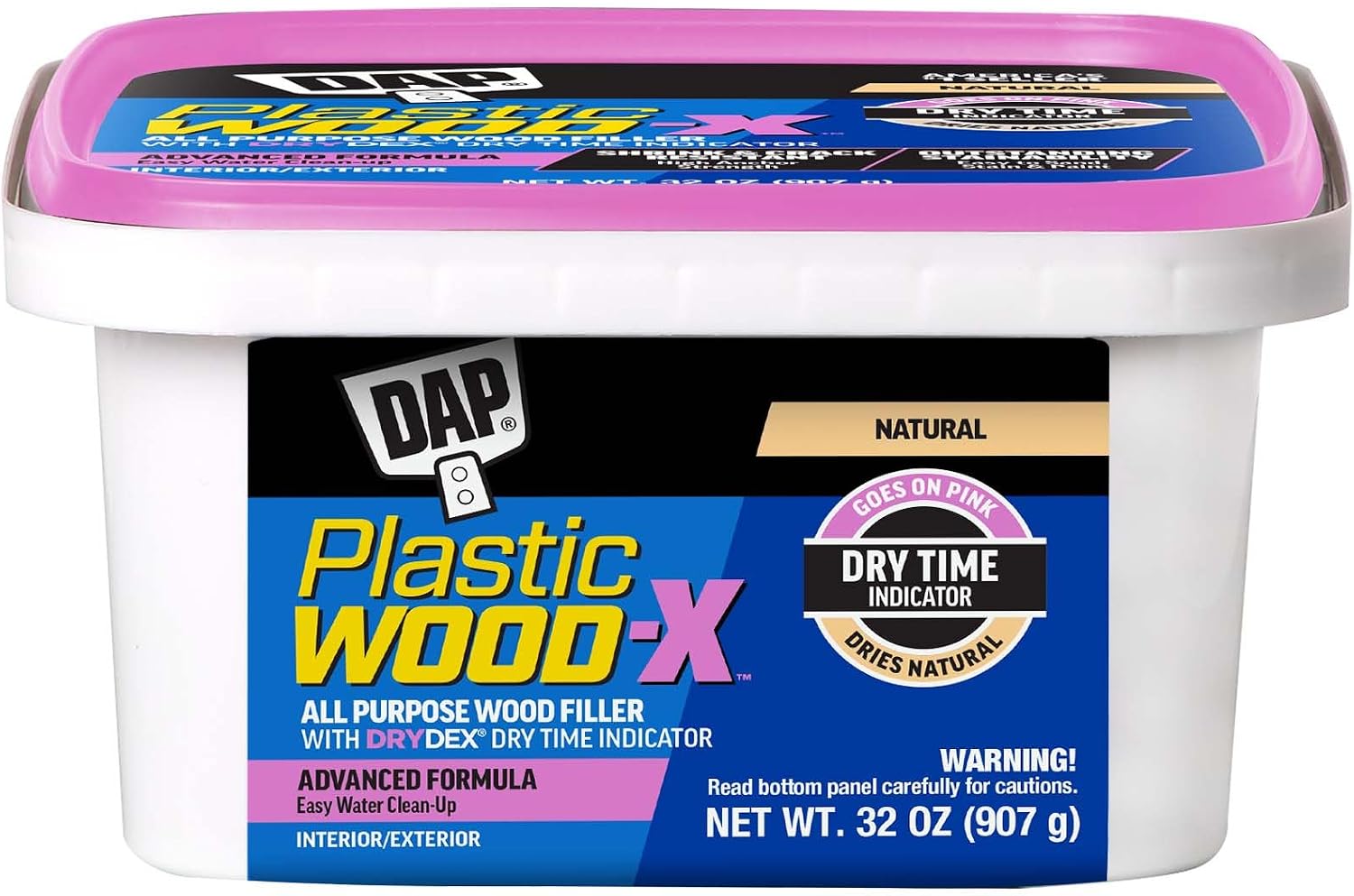 DAP Plastic Wood-X DryDex Wood Filler 32oz Natural - Stainable, Sandable Repair for Holes, Gouges & Cracks