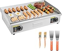 VEVOR 2800W Commercial Electric Griddle 28.54x15.75in Flat Top Grill, 122-570°F Temp Control, Stainless Steel Countertop, No Plug