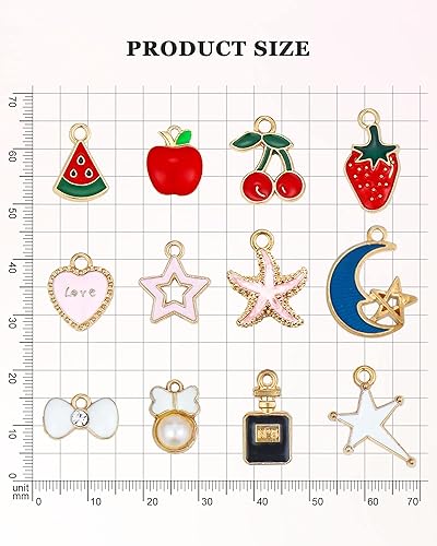 Miniatura 2 de 110 dijes esmaltados chapados en oro surtidos para hacer joyas, collares, pulseras, suministros de manualidades, Zinc, Aleación.