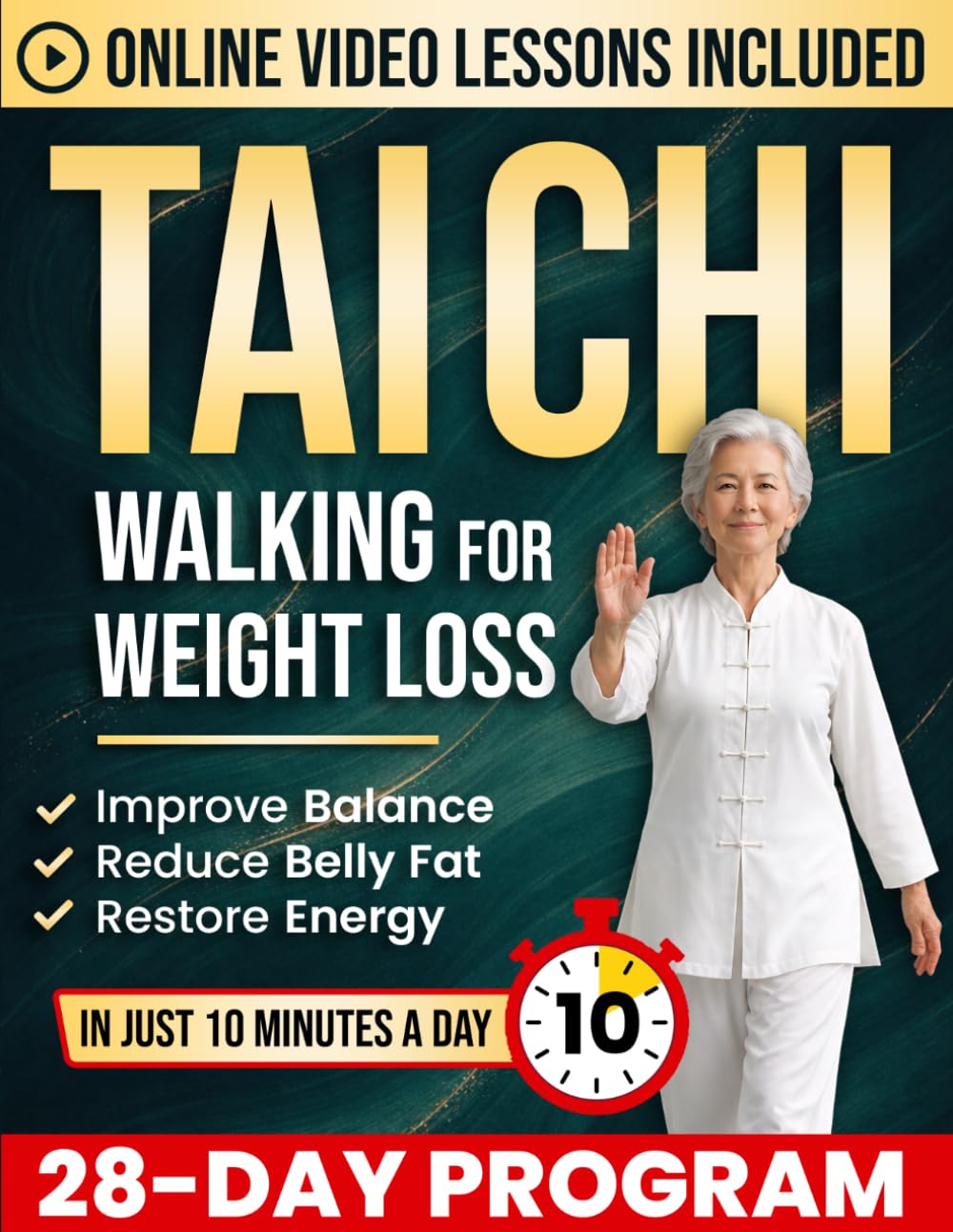 Tai Chi Walking for Weight Loss: A Joint-Friendly 28-Day Program to Reduce Belly Fat, Improve Balance & Restore Energy in Just 10 Minutes a Day | Includes Illustrations & Online Video Tutorials