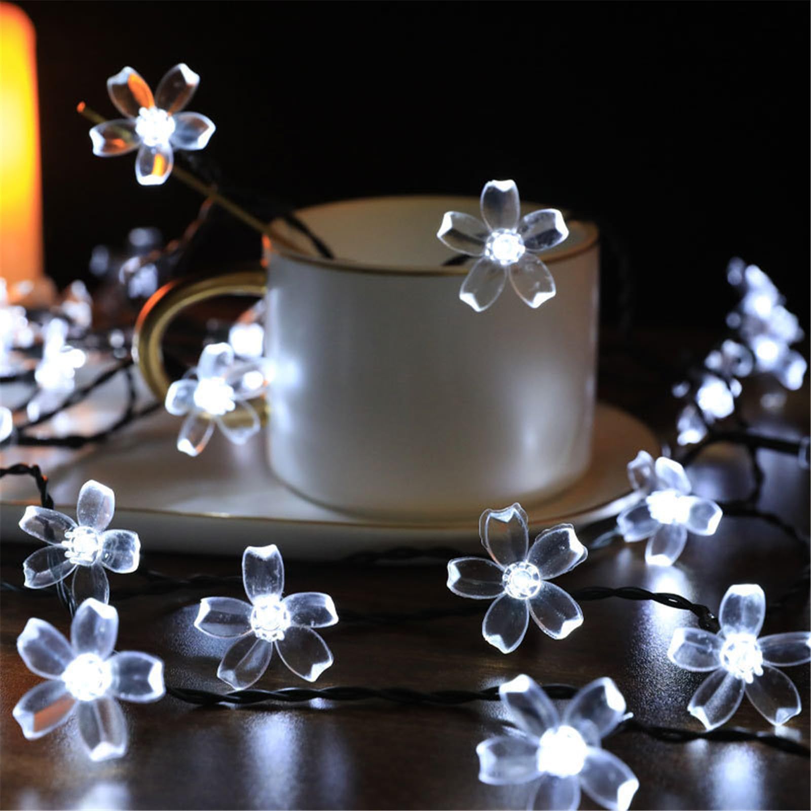 Mateju Solar String Lights Outdoor Garden, 8 Modes Solar Powered LED Fairy Lights with Remote for Indoor Bedroom, Patio, Yard, Party, Wedding, Flowers (White,11M/60LED)