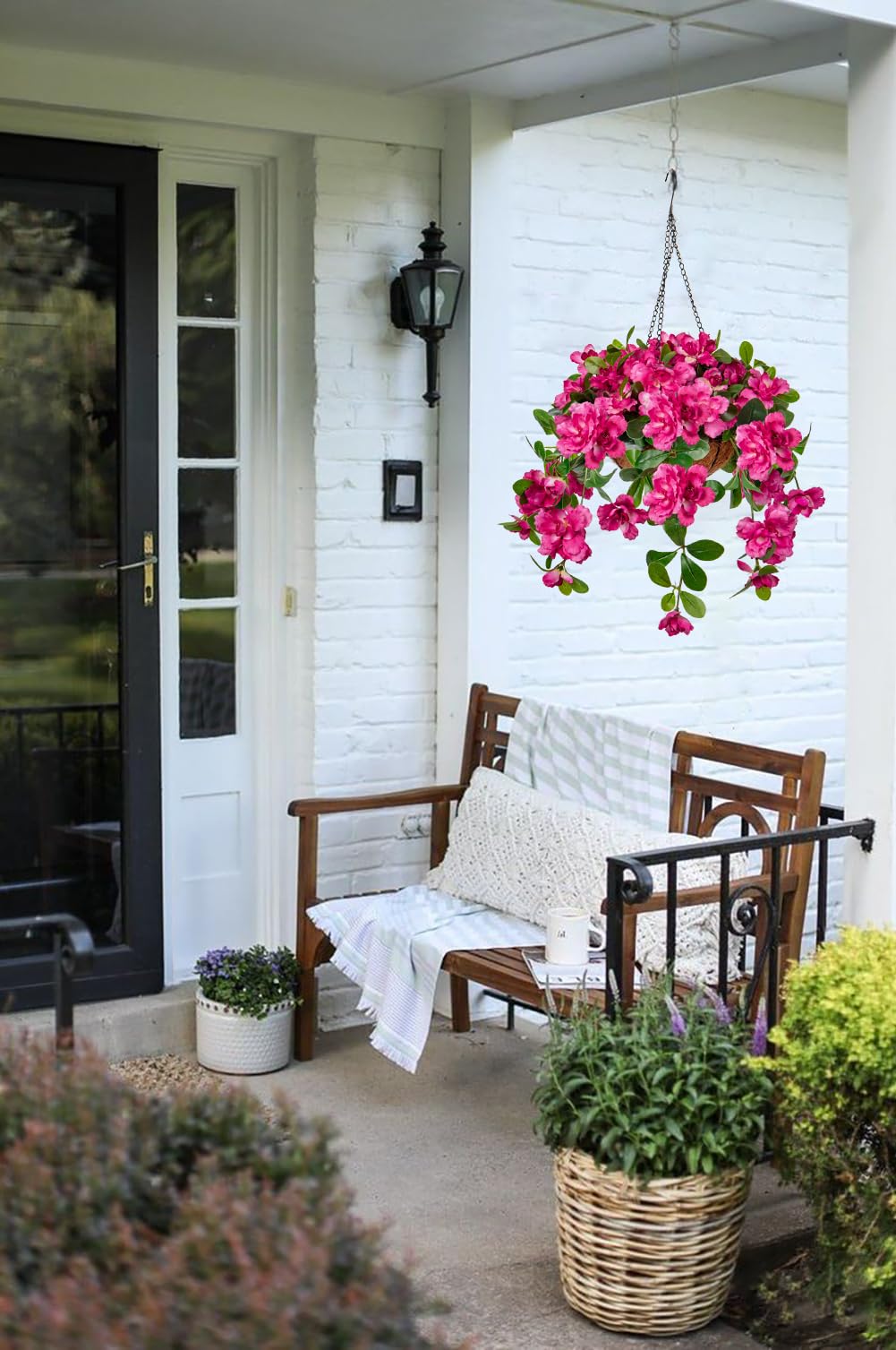 Amazon.de: Briful Kunstblumen Wie Echt Hngegeranie Hngende Pflanzen  Knstliche Blumen Rhododendron mit Hngeampel, Hhe 70 cm, Zimmerpflanze  Busch Dekopflanze Grnpflanze