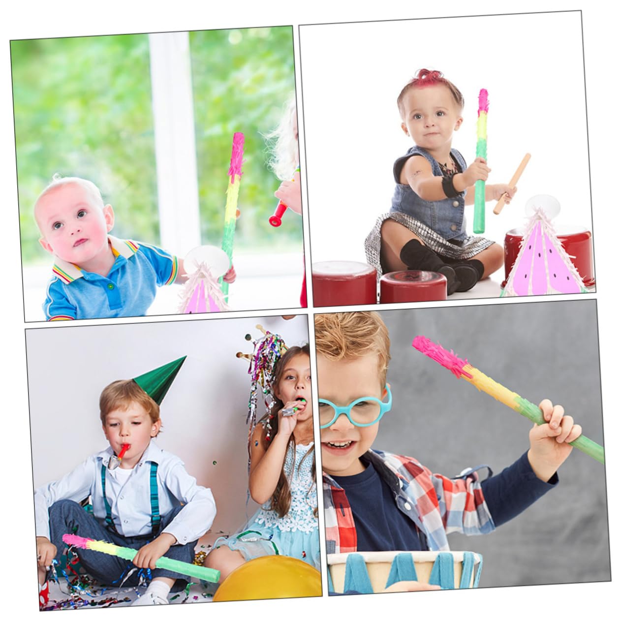 Ciieeo 8 Pz Oggetti Di Scena in Pinata Stecca Pinata Per Bambini Ornamenti Per Bambini Pignatta Per Occhiali Da Appendere Pignata 3 Pignatte Carta Coriandoli Forniture Per Feste Bambino