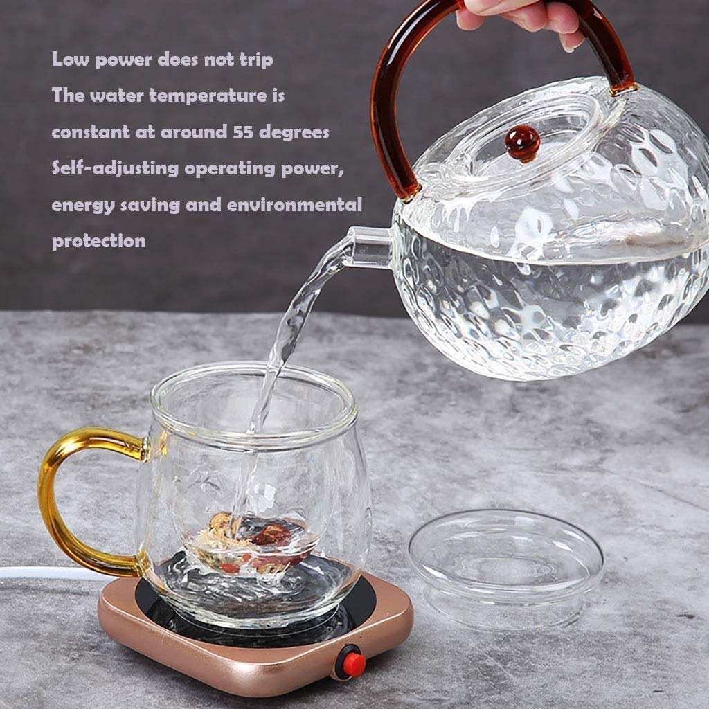 Tazza da caffè Warmer Cup Warmer Beverage Warmer for Ufficio Scrivania e casa, tè, Acqua, Cacao o Tazza di Latte con coperchi di Silicone Alimentare (Nero) (Color : A)