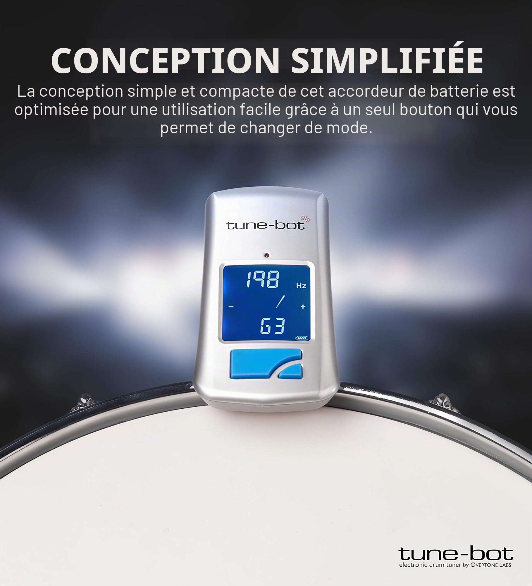 Overtone Labs - TUNE-BOT GIG - Accordeur électronique pour batterie - couleur blanche