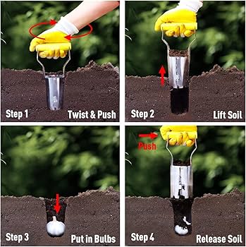 Jardineer 3PCS Bulb Planter Tools Set, Long Handle Bulb Planting...