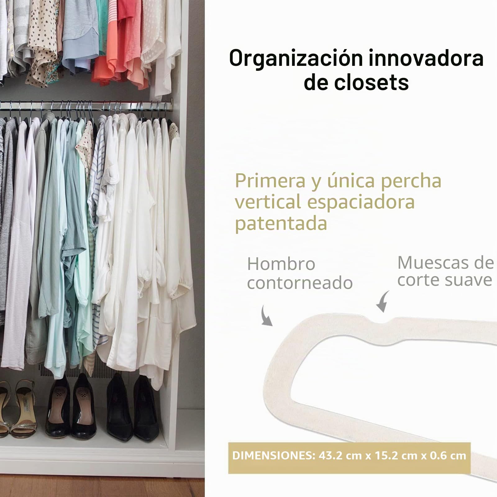 Perchas de terciopelo, paquete de 50 perchas ultra delgadas y de cuello corto, gancho giratorio de 360 grados, ahorro de espacio D