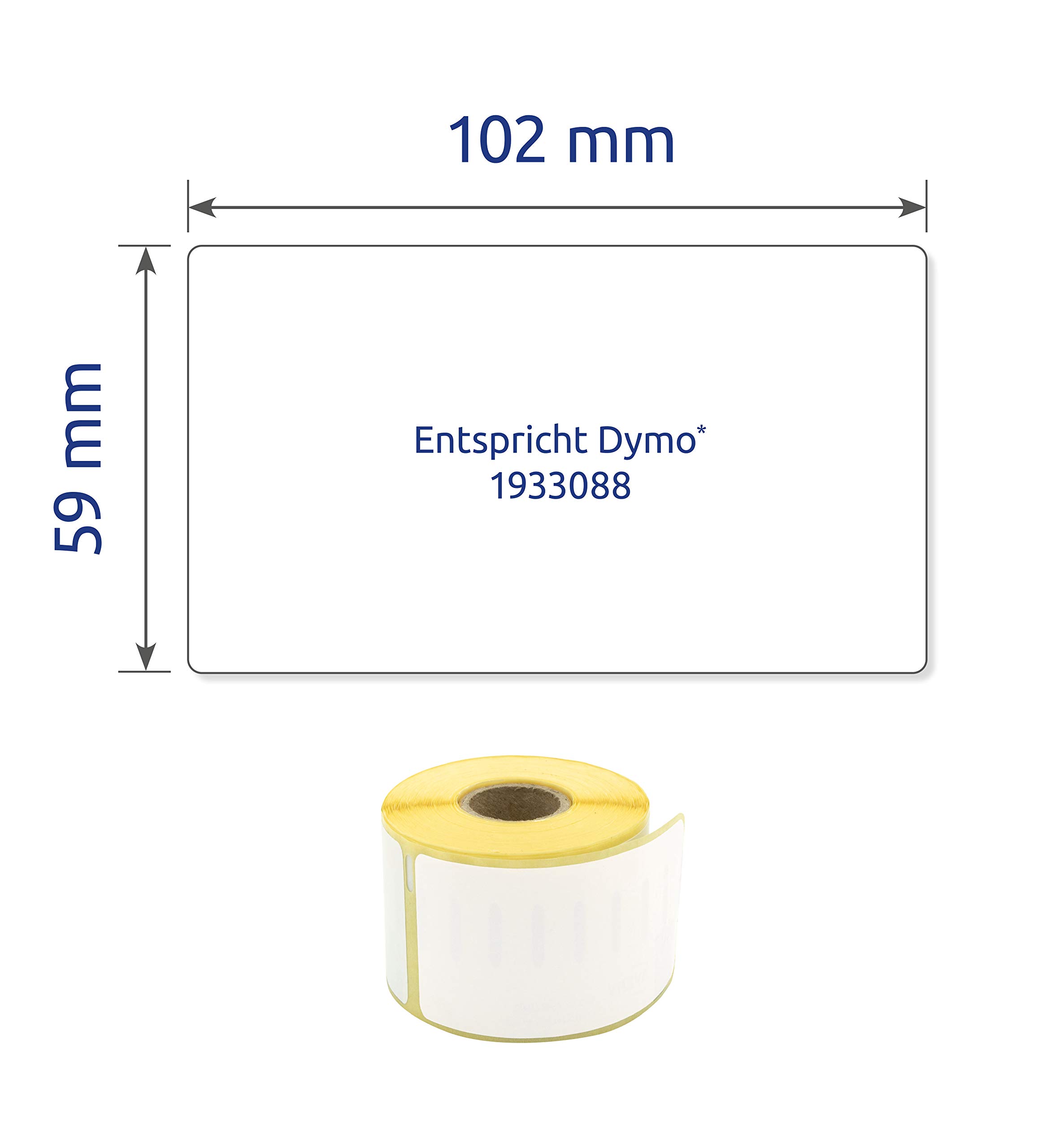 AVERY Zweckform A1933088 - Etichette autoadesive estremamente resistenti, 300 adesivi (59 x 102 mm, compatibili con Dymo LabelWriter, equivalenti al 1933088, resistenti e permanenti), 1 rotolo bianco