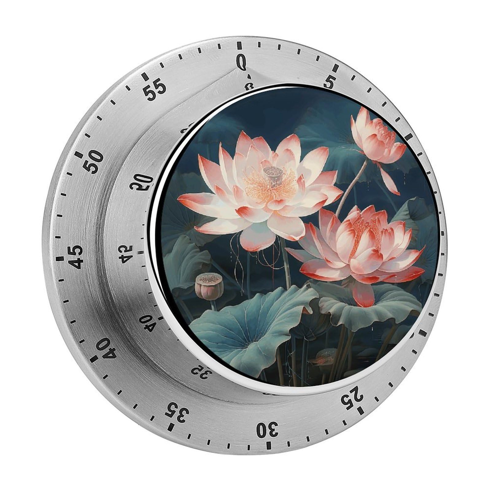 Dragonfly and Lotus Timer Desk Productivity Teacher Supplies Kitchen Magnetic Countdown Mechanical Timer for Cooking, Egg, Teacher, Exercise, Oven.