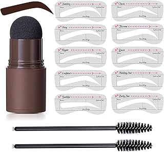 carimbo sobrancelha à prova d'água e modelagem sobrancelha com 10 peças estêncil sobrancelha para mulheres maquiagem sobrancelha