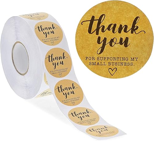 Stockroom Plus Rollo de calcomanías Kraft Thank You for Supporting My Small Business (1.5 pulgadas, 1000 unidades)