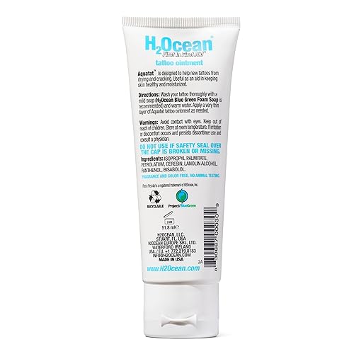 Miniatura 7 de H2Ocean Aquatat Tattoo Aftercare Ungüento, loción y crema hidratante para tus nuevos tatuajes entintados, 1.75 onzas