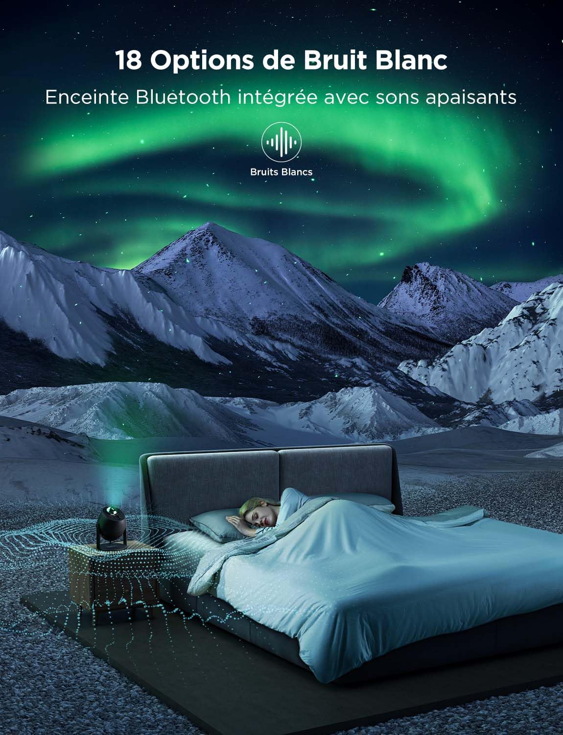 Govee Projecteur Ciel Etoilé LED RGBW Galaxie 52 Scènes 18 Bruits Blancs Lumière Etoiles Plafond Alexa Matter Compatible Timer Veilleuse Enfant