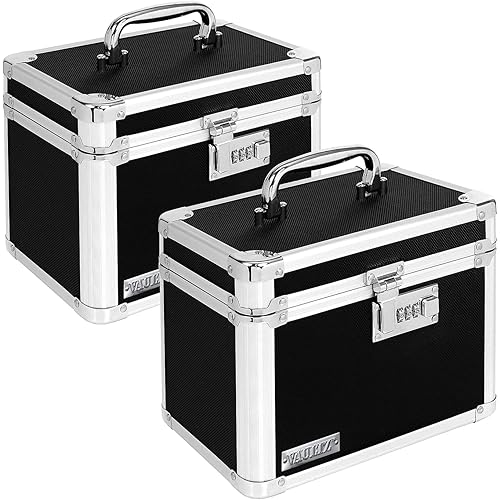 Vaultz Combination Lock Box - Pack of 2-10 x 7.25 x 7.75 Inch Standard Safe with Key and Combo Lock for Important Documents, Medicine & Money - BLACK