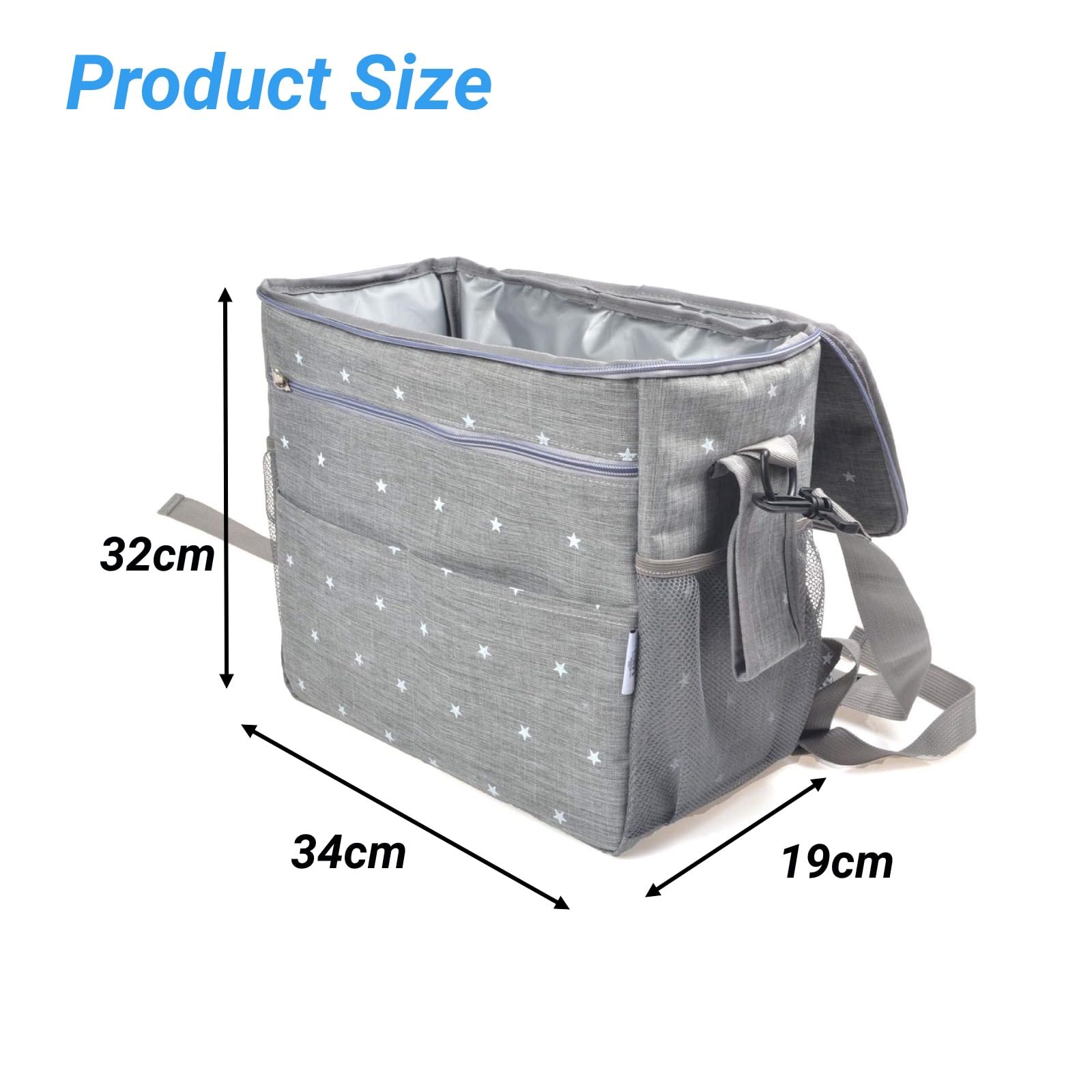 Bostar Bolsa de Carro para Bebe Bolsa Multifuncional de Gran Capacidad para Mamá Bolsa de Almacenamiento Correa Universal Silla de Paseo 34 * 32 * 19cm