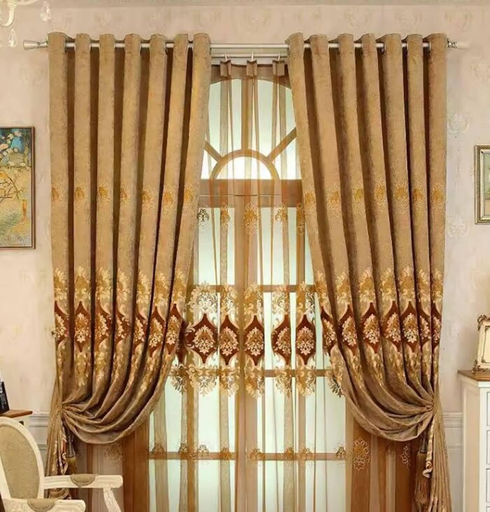 Zasłony termiczne 213 cm długości, kwiatowy wzór zasłony zaciemniające do salonu, khaki, 88 szer. x 213 cm dł