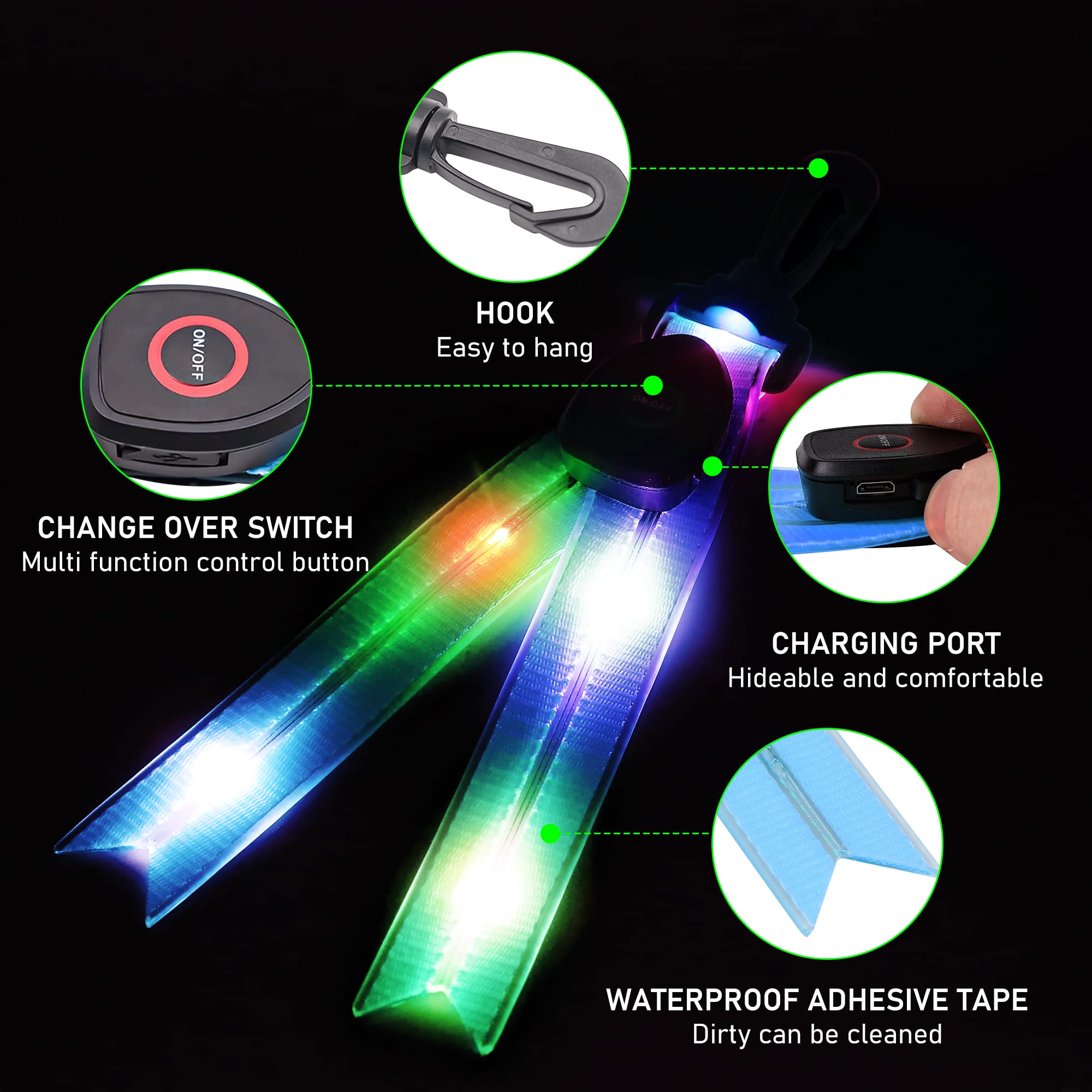 Vegena Led-reflectoren voor kinderen, 2 stuks, USB-oplaadbaar